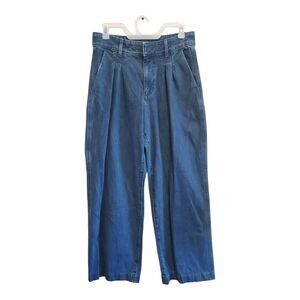 Banana Republic Jeans Womens 28/6 Blue Denim Pleated High Rise Relaxed Wide Leg